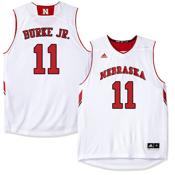 Men Nebraska Cornhuskers #11 Dachon Burke Jr. College Basketball Jerseys Sale-White - Click Image to Close